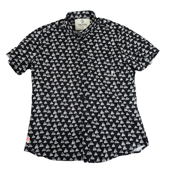 Icelantic‎ Skis Shirt Men's Large Black and White Button-Up Hand Made in the USA - Picture 1 of 10